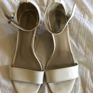 White dressy wedge sandals